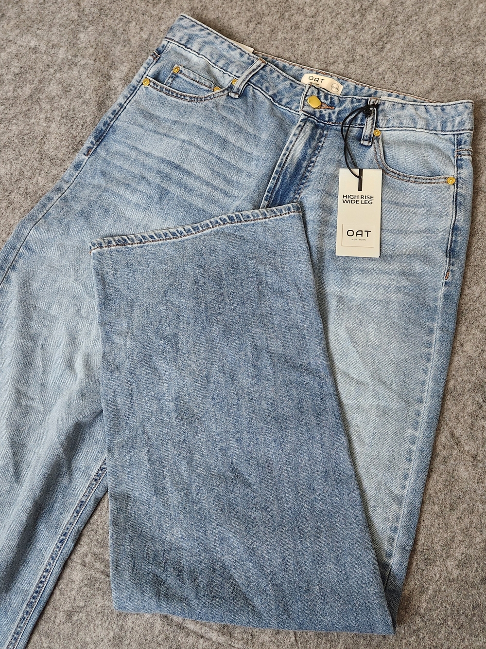 NWT Oat New York Jeans High Rise Wide Leg Cloud Luxe Denim Women's 8 29 Blue